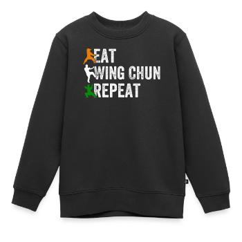 Eat Wing Chun Repeat - Funny Wing Chun - Kinder Premium Organic Sweatshirt - Schwarz - Vorne - AI Model Kid Female (0cm)