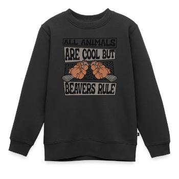 Alle Tiere sind cool, aber Biber herrschen Eurasisch - Kinder Premium Organic Sweatshirt - Schwarz - Vorne - AI Model Kid Female (0cm)