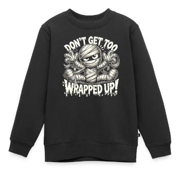 Eingewickelte Mumie Halloween Shirt - Kinder Premium Organic Sweatshirt - Schwarz - Vorne - AI Model Kid Female (0cm)