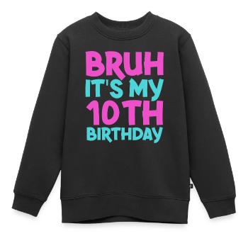 Idée cadeau 10ème anniversaire fille dix ans - Sweat Premium enfant bio - noir - Devant - AI Model Kid Female (0cm)