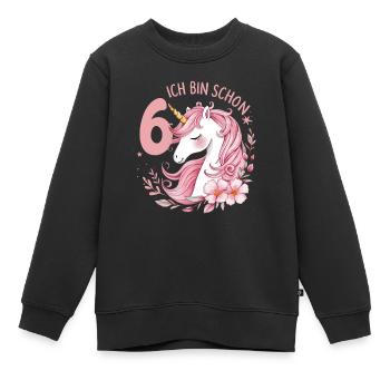 6. Geburtstag Mädchen 6 Jahre Pferd Pferde Einhorn - Kinder Premium Organic Sweatshirt - Schwarz - Vorne - AI Model Kid Female (0cm)