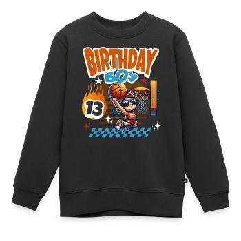 13e anniversaire de basket-ball - Sweat Premium enfant bio - noir - Devant - AI Model Kid Female (0cm)
