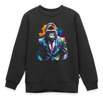 Costume de gorille singe Imprimé de conception d’animaux colorés - Sweat Premium enfant bio - noir - Devant - AI Model Kid Female (0cm)