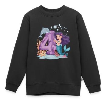 4. Geburtstag Mädchen 4 Jahre Meerjungfrau Party - Kinder Premium Organic Sweatshirt - Schwarz - Vorne - AI Model Kid Female (0cm)
