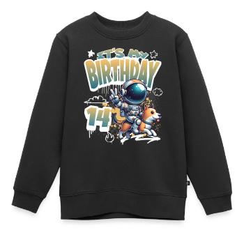 Astronaute 14e anniversaire Chien de l'espace drôle - Sweat Premium enfant bio - noir - Devant - AI Model Kid Female (0cm)