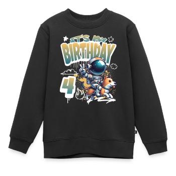 Astronaute 4e anniversaire Chien de l'espace drôle - Sweat Premium enfant bio - noir - Devant - AI Model Kid Female (0cm)