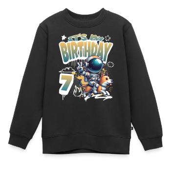Astronaute 7e anniversaire Chien de l'espace drôle - Sweat Premium enfant bio - noir - Devant - AI Model Kid Female (0cm)