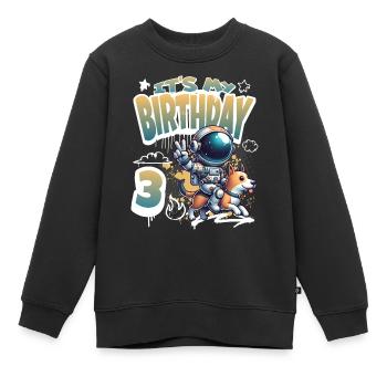 Astronaute 3e anniversaire Chien de l'espace drôle - Sweat Premium enfant bio - noir - Devant - AI Model Kid Female (0cm)