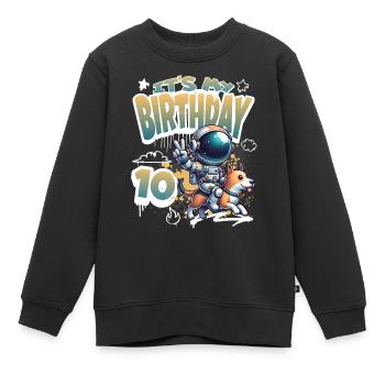 Astronaute 10e anniversaire Chien de l'espace drôle - Sweat Premium enfant bio - noir - Devant - AI Model Kid Female (0cm)