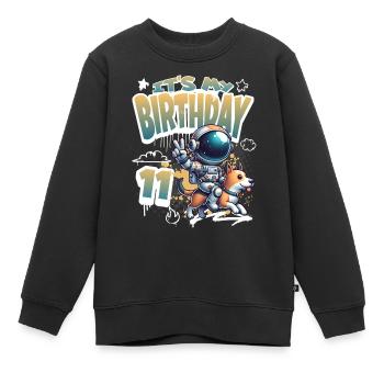 Astronaute 11e anniversaire Chien de l'espace drôle - Sweat Premium enfant bio - noir - Devant - AI Model Kid Female (0cm)