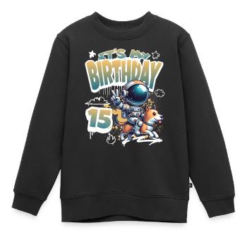 Astronaute 15e anniversaire Chien de l'espace drôle - Sweat Premium enfant bio - noir - Devant - AI Model Kid Female (0cm)