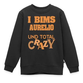 Prénom Aurelio - Sweat Premium enfant bio - noir - Devant - AI Model Kid Female (0cm)