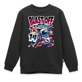 Espace du 14e anniversaire de l'astronaute - Sweat Premium enfant bio - noir - Devant - AI Model Kid Female (0cm)