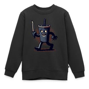 Unheimlicher Psycho Trinkbecher Getränke - Kinder Premium Organic Sweatshirt - Schwarz - Vorne - AI Model Kid Female (0cm)