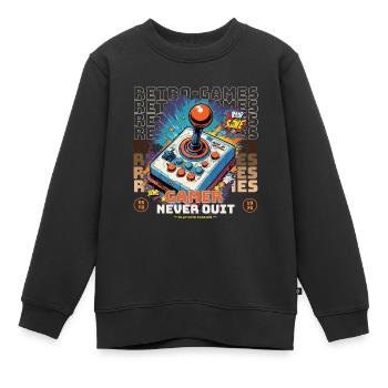 Retro Gamer Joystick / Controller Konsolenspiele - Kinder Premium Organic Sweatshirt - Schwarz - Vorne - AI Model Kid Female (0cm)