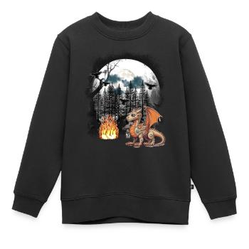 Drache Drachen Fabel Mittelalter Märchen Myth Wald - Kinder Premium Organic Sweatshirt - Schwarz - Vorne - AI Model Kid Female (0cm)