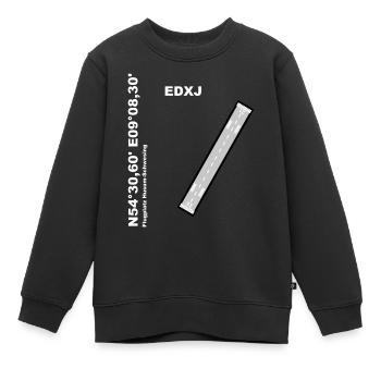 Flugplatz EDXJ Design mit Namen und Koordinaten - Kinder Premium Organic Sweatshirt - Schwarz - Vorne - AI Model Kid Female (0cm)