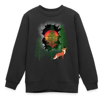Waldbewohner Fuchs Füchse Sonnenuntergang Märchen - Kinder Premium Organic Sweatshirt - Schwarz - Vorne - AI Model Kid Female (0cm)