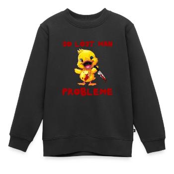 Comment résoudre les problèmes - canard avec couteau Halloween - Sweat Premium enfant bio - noir - Devant - AI Model Kid Female (0cm)