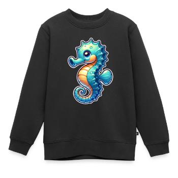 Hippocampe - Sweat Premium enfant bio - noir - Devant - AI Model Kid Female (0cm)