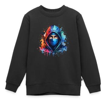 Ninja - Kinder Premium Organic Sweatshirt - Schwarz - Vorne - AI Model Kid Female (0cm)