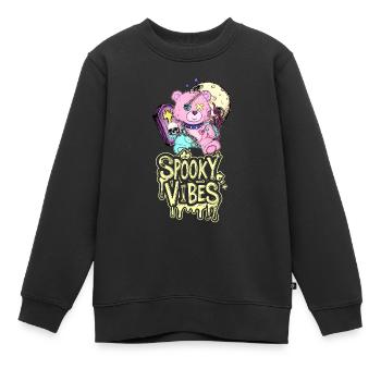 Teddybär mit Sarg und Mond Halloween Design - Kinder Premium Organic Sweatshirt - Schwarz - Vorne - AI Model Kid Female (0cm)