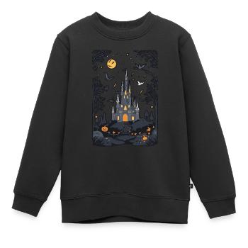 Château hanté effrayant Château hanté magique - Sweat Premium enfant bio - noir - Devant - AI Model Kid Female (0cm)
