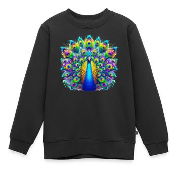 Paon - Sweat Premium enfant bio - noir - Devant - AI Model Kid Female (0cm)