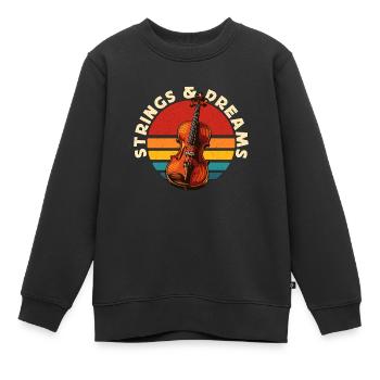 Fiddle Strings & Dreams Musical Instrument Lover - Kids Premium Organic Sweatshirt - black - Front - AI Model Kid Female (0cm)