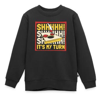 Chut, c’est mon tour Plateaux de jeu Pouf - Sweat Premium enfant bio - noir - Devant - AI Model Kid Female (0cm)