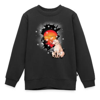 mouton mouton coucher de soleil agneau agneau enfant - Sweat Premium enfant bio - noir - Devant - AI Model Kid Female (0cm)