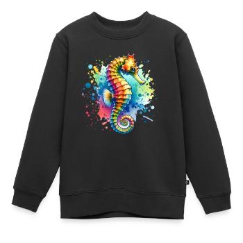 Hippocampe Hippocampe - Sweat Premium enfant bio - noir - Devant - AI Model Kid Female (0cm)