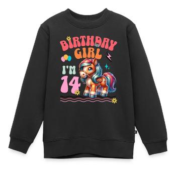 14e anniversaire fille équitation - Sweat Premium enfant bio - noir - Devant - AI Model Kid Female (0cm)