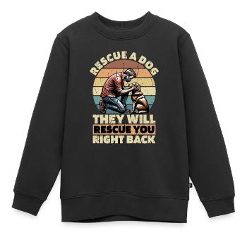 Refuge pour animaux Sauver un chien Ils vont Amoureux des animaux - Sweat Premium enfant bio - noir - Devant - AI Model Kid Female (0cm)