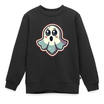 Erschrockenes Gespenst Lustiges Geister Design - Kinder Premium Organic Sweatshirt - Schwarz - Vorne - AI Model Kid Female (0cm)