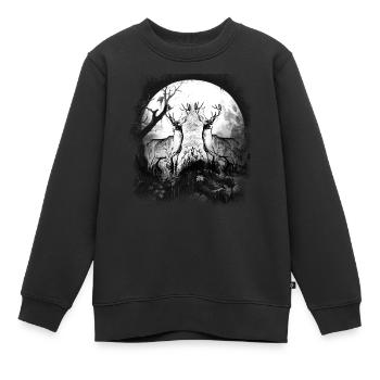 mystique forêt animaux de la forêt cerf cerf chevreuil - Sweat Premium enfant bio - noir - Devant - AI Model Kid Female (0cm)