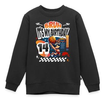 14e anniversaire de basket-ball - Sweat Premium enfant bio - noir - Devant - AI Model Kid Female (0cm)