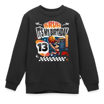 13e anniversaire de basket-ball - Sweat Premium enfant bio - noir - Devant - AI Model Kid Female (0cm)