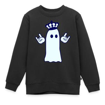 Mignon Métal Halloween Fantôme Roi Couronne Fantôme - Sweat Premium enfant bio - noir - Devant - AI Model Kid Female (0cm)