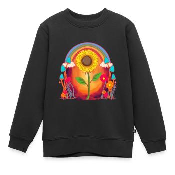 Sonnenblume Natur Blume Naturliebhaber - Kinder Premium Organic Sweatshirt - Schwarz - Vorne - AI Model Kid Female (0cm)