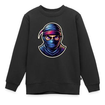 Ninja - Kinder Premium Organic Sweatshirt - Schwarz - Vorne - AI Model Kid Female (0cm)