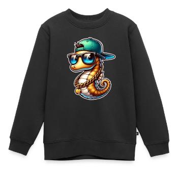 Hippocampe Hippocampe - Sweat Premium enfant bio - noir - Devant - AI Model Kid Female (0cm)