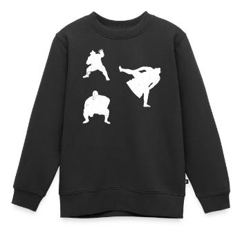 Sumo Silhouettes Sumo Wrestling Sumo Fighter - Kinder Premium Organic Sweatshirt - Schwarz - Vorne - AI Model Kid Female (0cm)