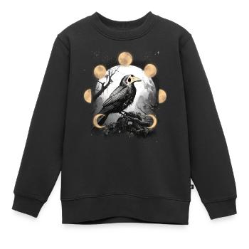 Krähe Halloween Mittelalter Pest Mondphase Rabe - Kinder Premium Organic Sweatshirt - Schwarz - Vorne - AI Model Kid Female (0cm)