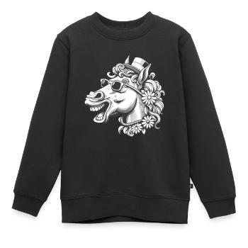 Pferd Pferde lustig witzig spaßig Gaul Reiterin - Kinder Premium Organic Sweatshirt - Schwarz - Vorne - AI Model Kid Female (0cm)