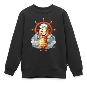 cacahuète barreur joyeux marin marin - Sweat Premium enfant bio - noir - Devant - AI Model Kid Female (0cm)