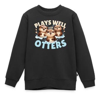 Spielt gut mit Ottern Liebenswert - Kinder Premium Organic Sweatshirt - Schwarz - Vorne - AI Model Kid Female (0cm)