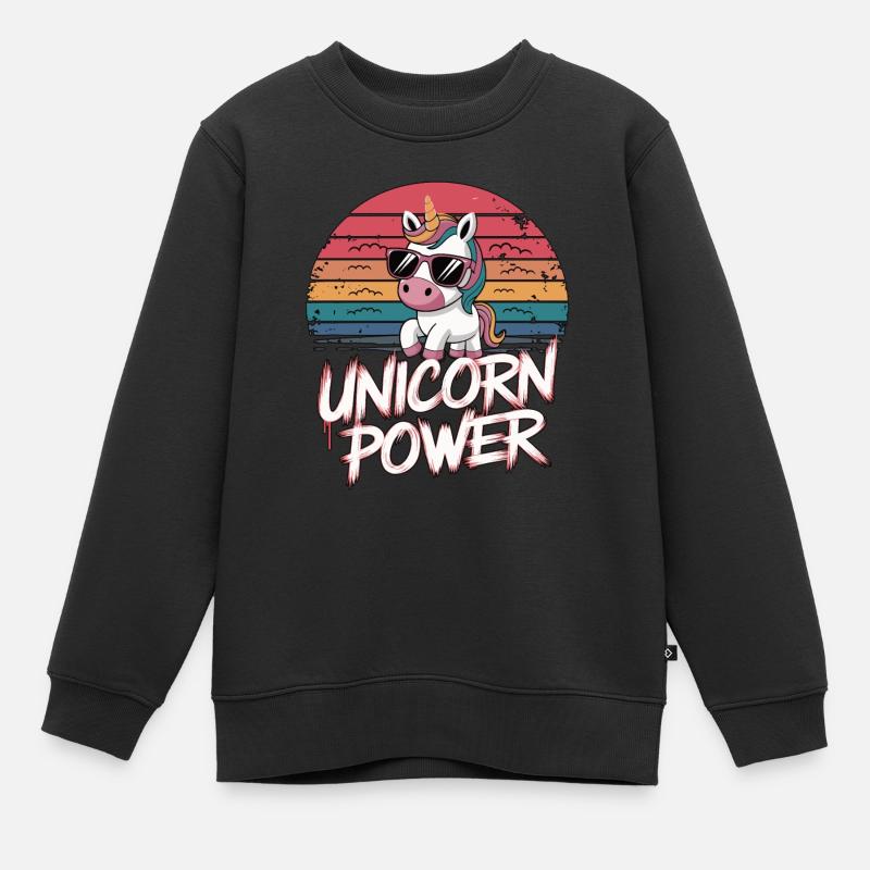Unicorn Power - Conception magique de licorne - Sweat Premium enfant bio - noir