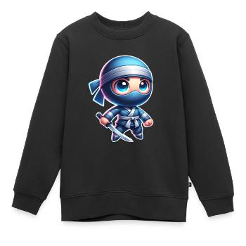 Ninja - Kinder Premium Organic Sweatshirt - Schwarz - Vorne - AI Model Kid Female (0cm)