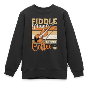 Fiddle Player Before Coffee Musician Coffee Lover - Kids Premium Organic Sweatshirt - black - Front - AI Model Kid Female (0cm)